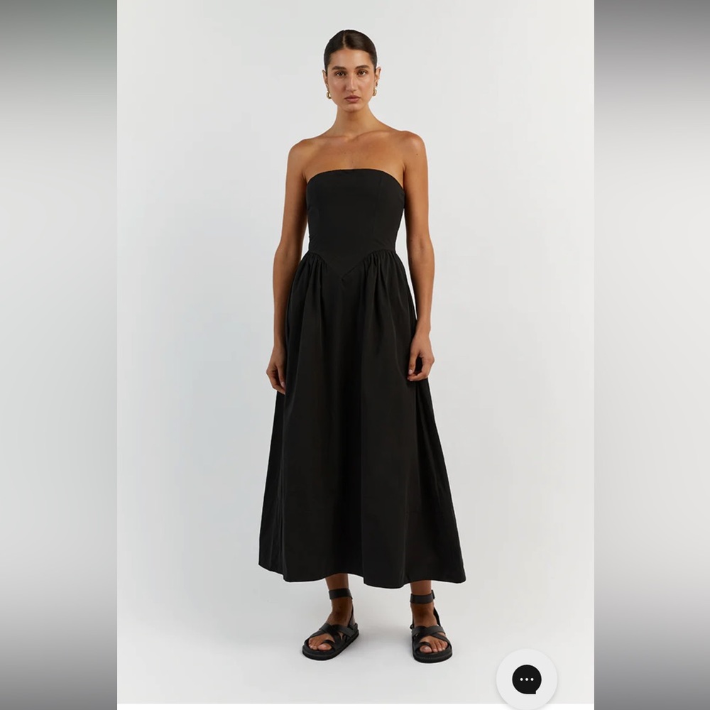 DISSH HYLAND BLACK STRAPLESS MIDI DRESS